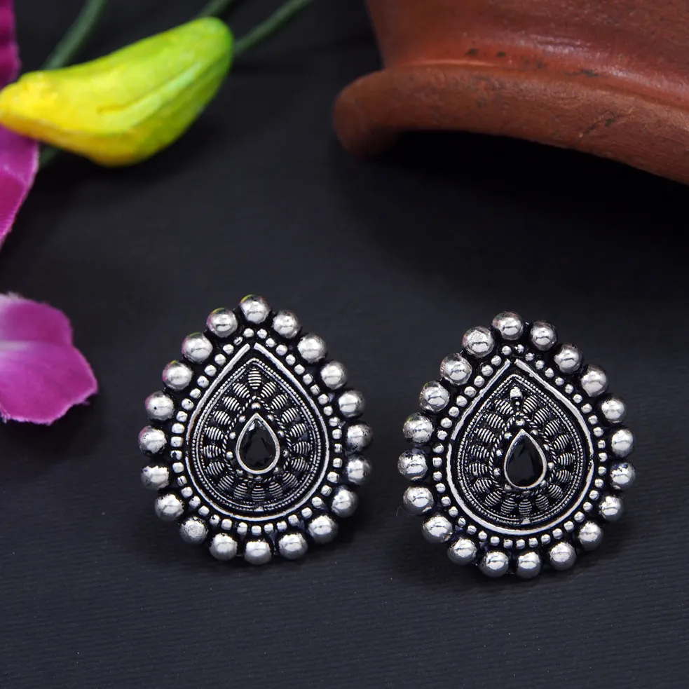 Silver Plated Teardrop Multi Coloured Artwork Antique Earring