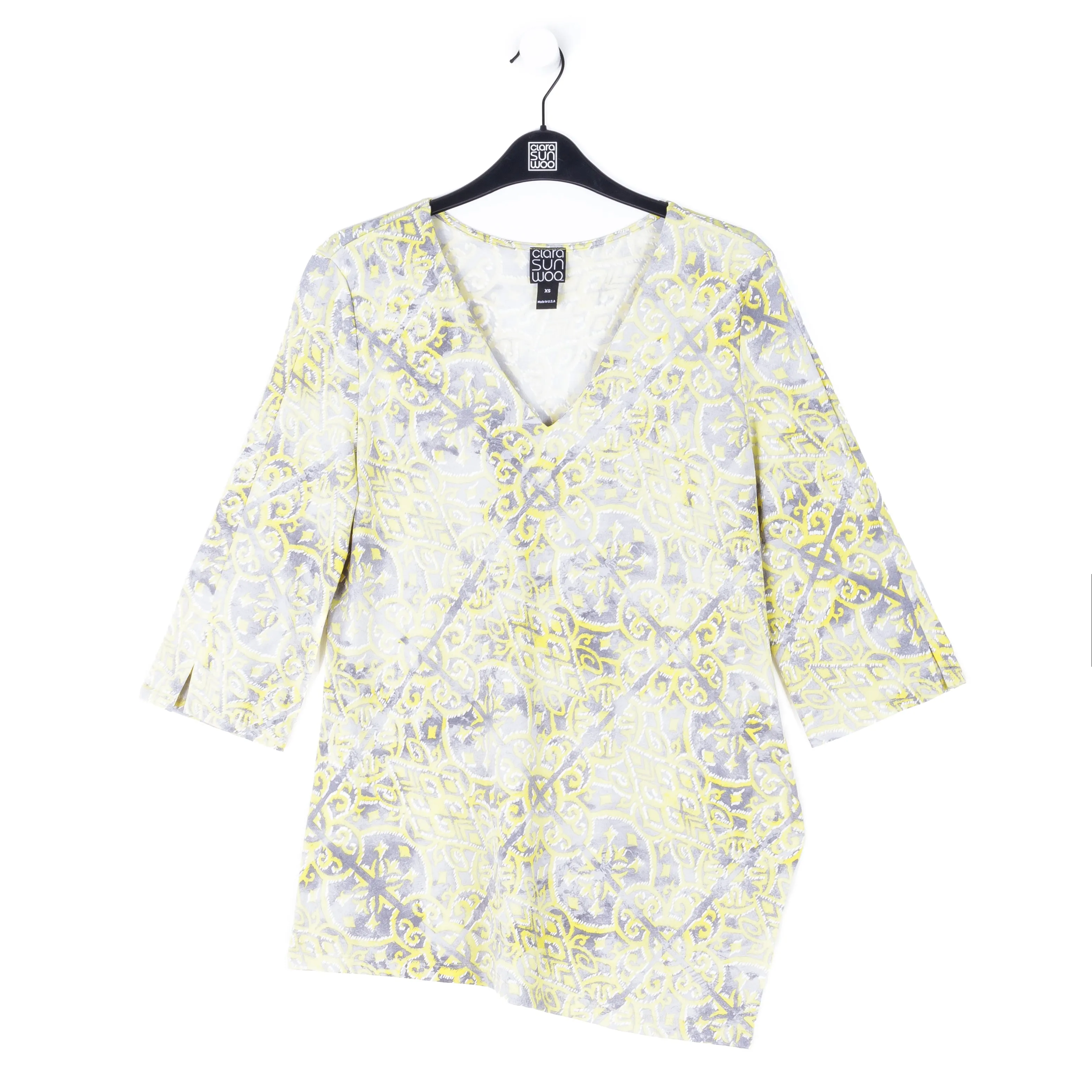 Textured Asymmetrical Reverse Hi-Low Tunic - Mosaic Emblem - Final Sale!