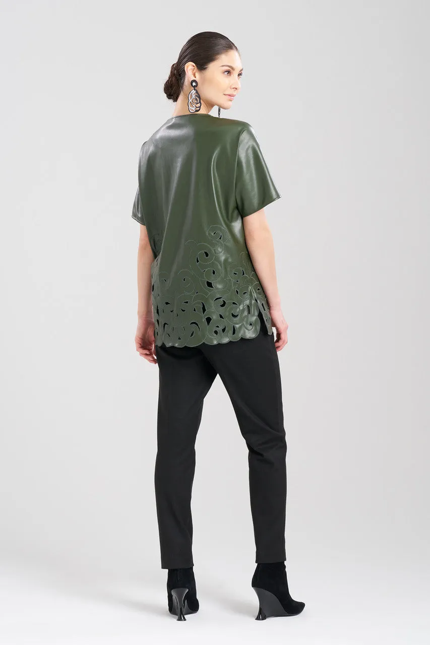 Vegan Luxe Lambskin Embroidered T-Shirt Tunic