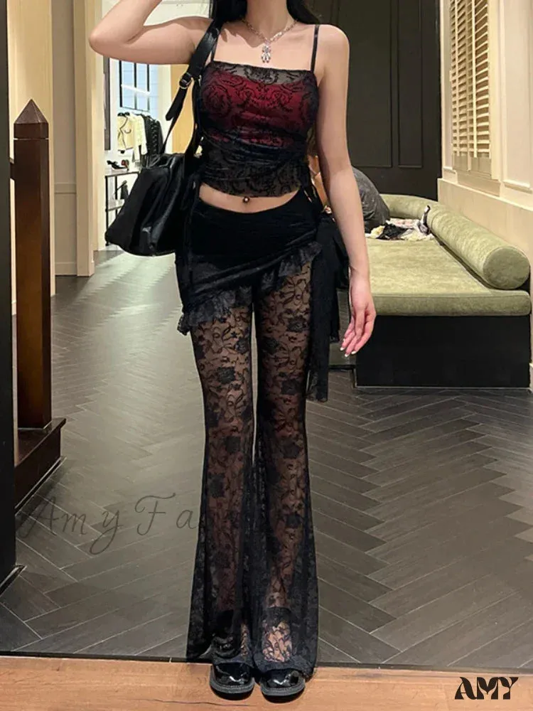 Vintage Style Black Double-layered Elegant Summer Women Crop Top