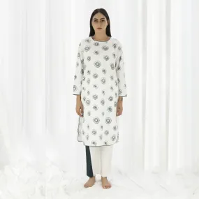 White Printed Cotton Kurta For Women | Classic Look | Formal Wear