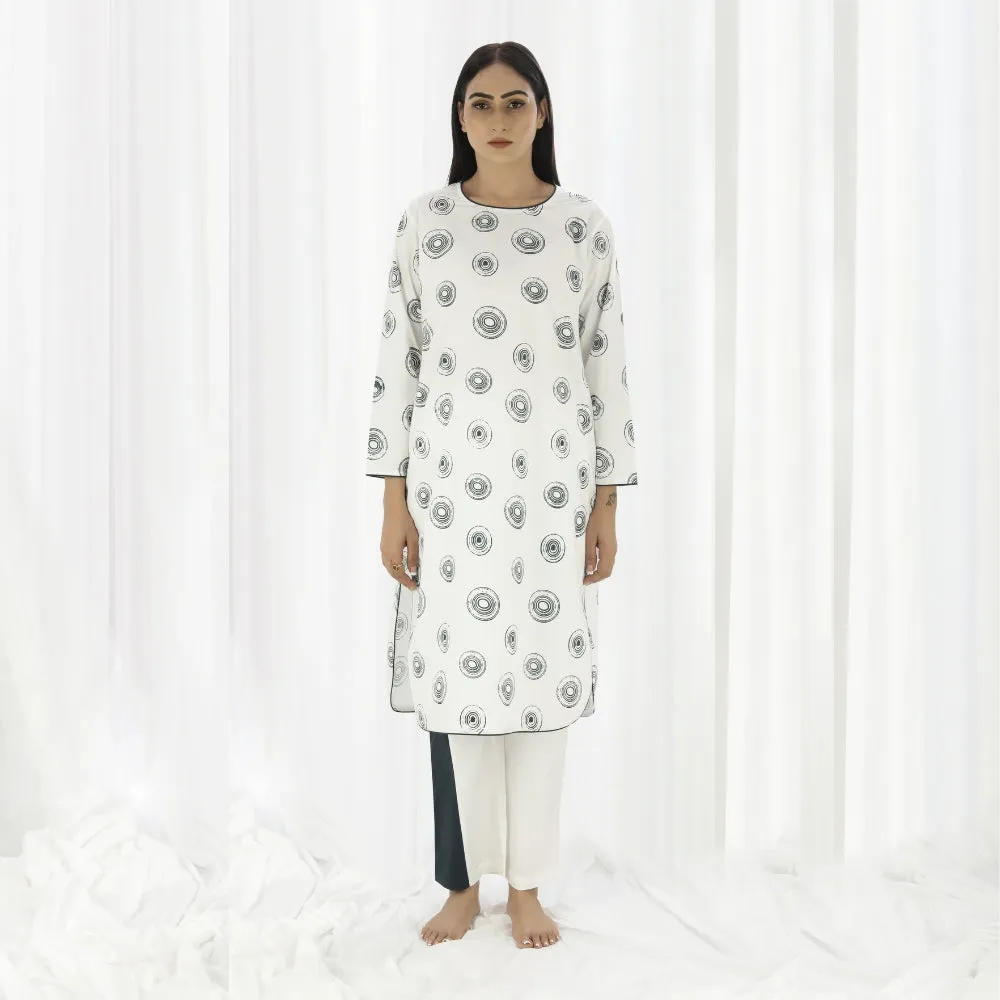 White Printed Cotton Kurta For Women | Classic Look | Formal Wear
