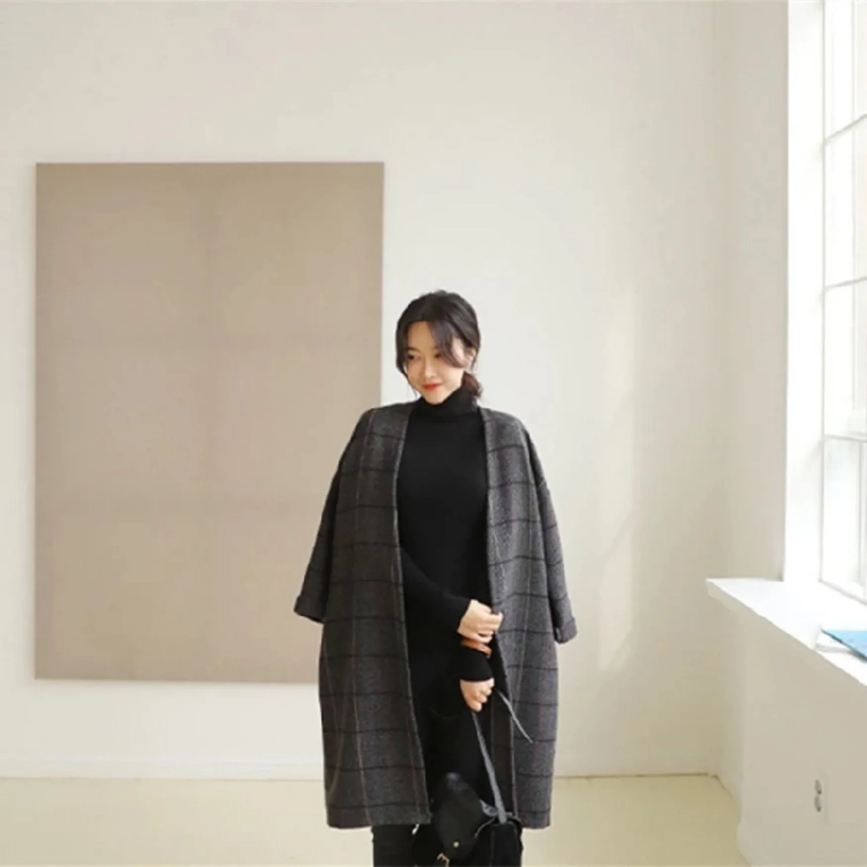 Women's Autumn/Winter Woolen Plaid Coat