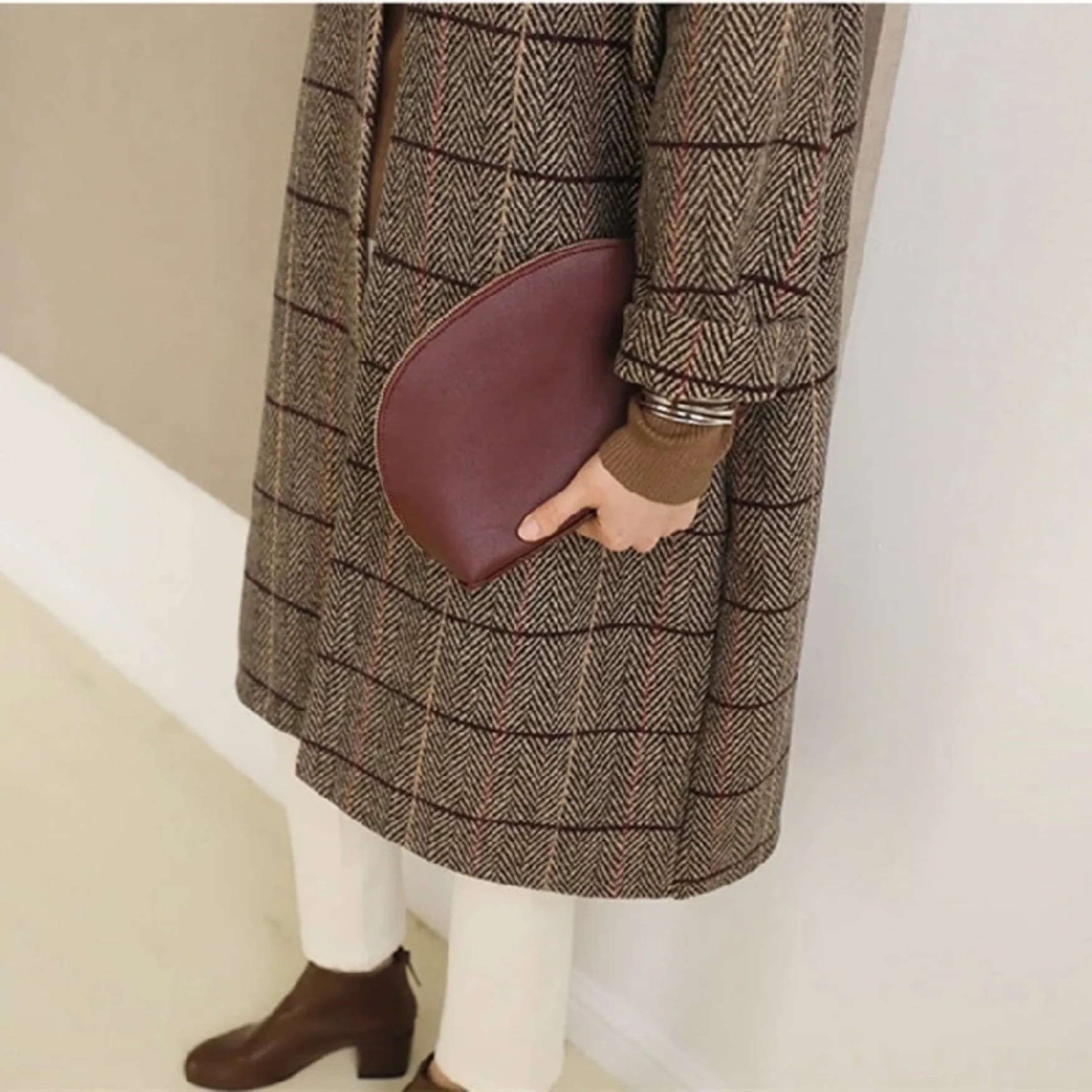 Women's Autumn/Winter Woolen Plaid Coat