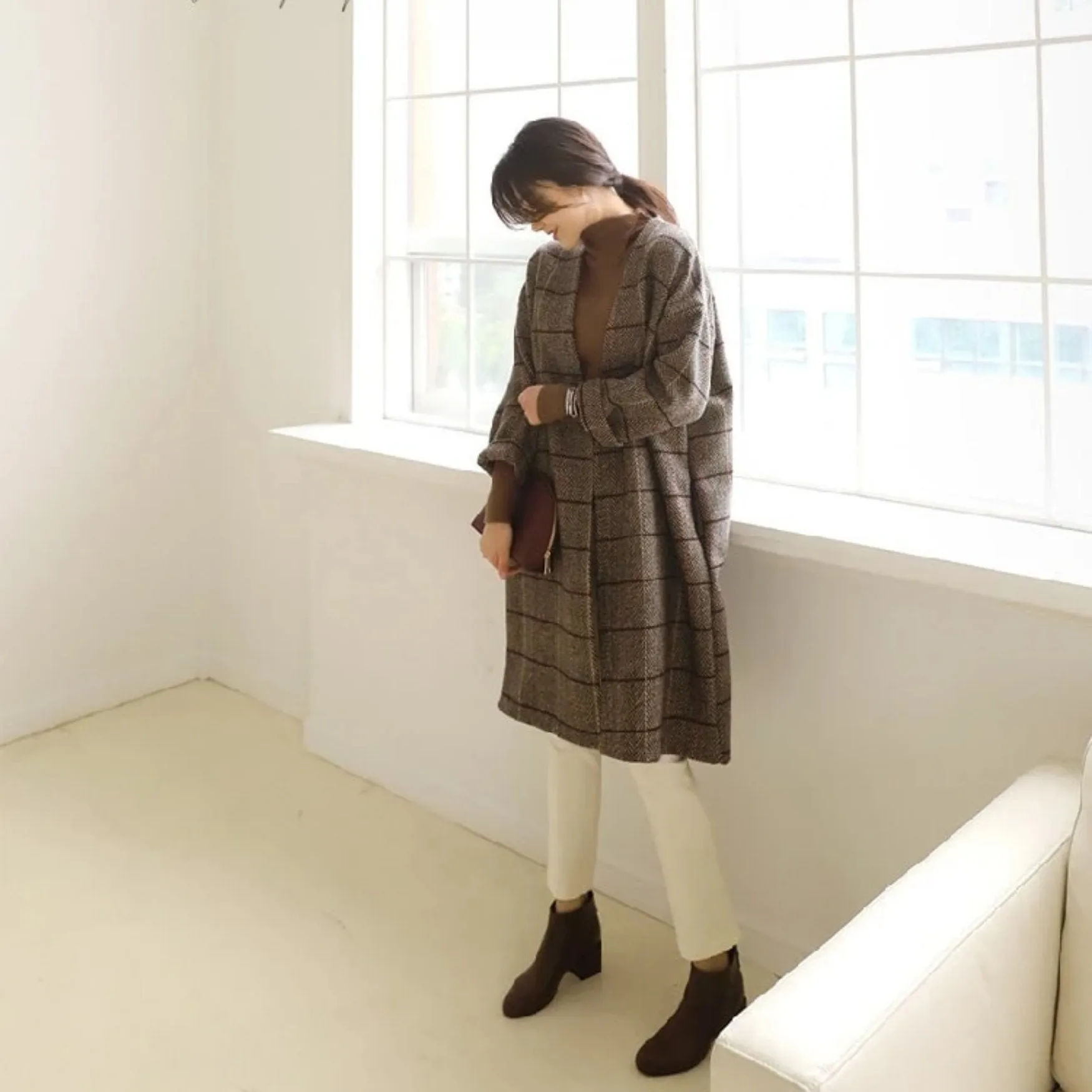 Women's Autumn/Winter Woolen Plaid Coat