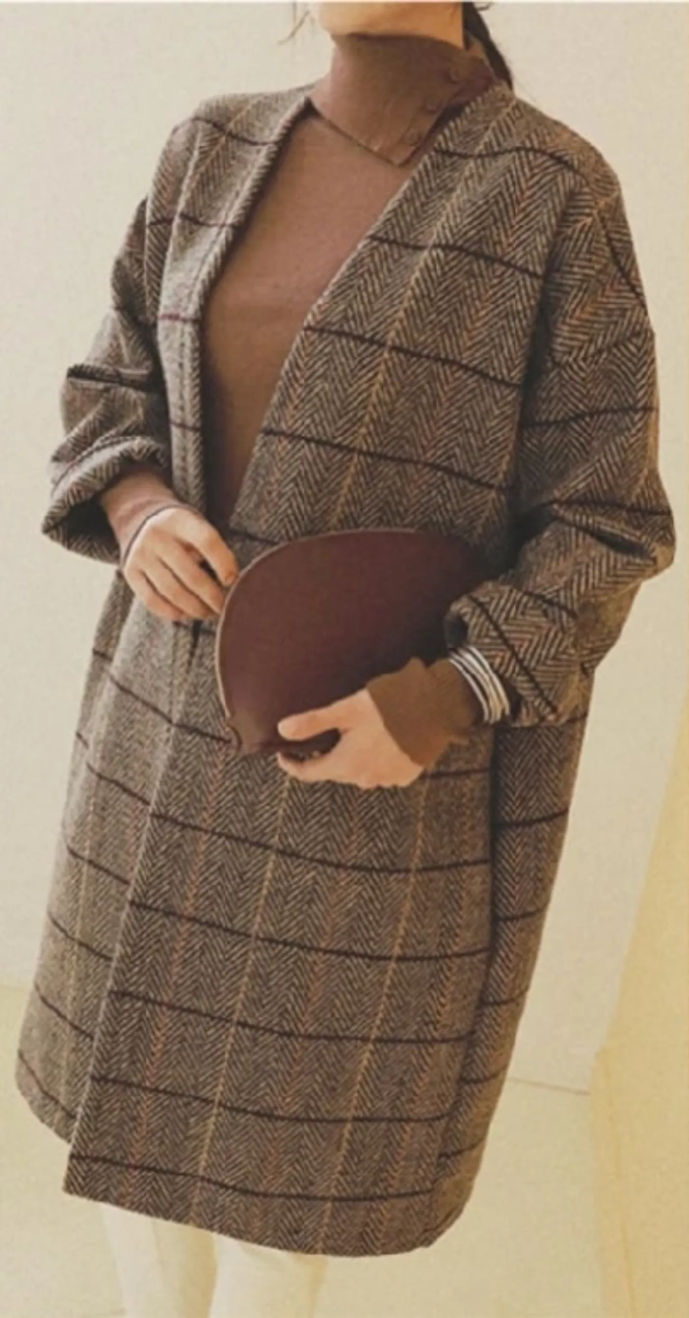 Women's Autumn/Winter Woolen Plaid Coat