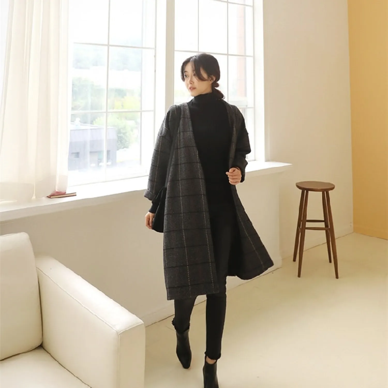 Women's Autumn/Winter Woolen Plaid Coat