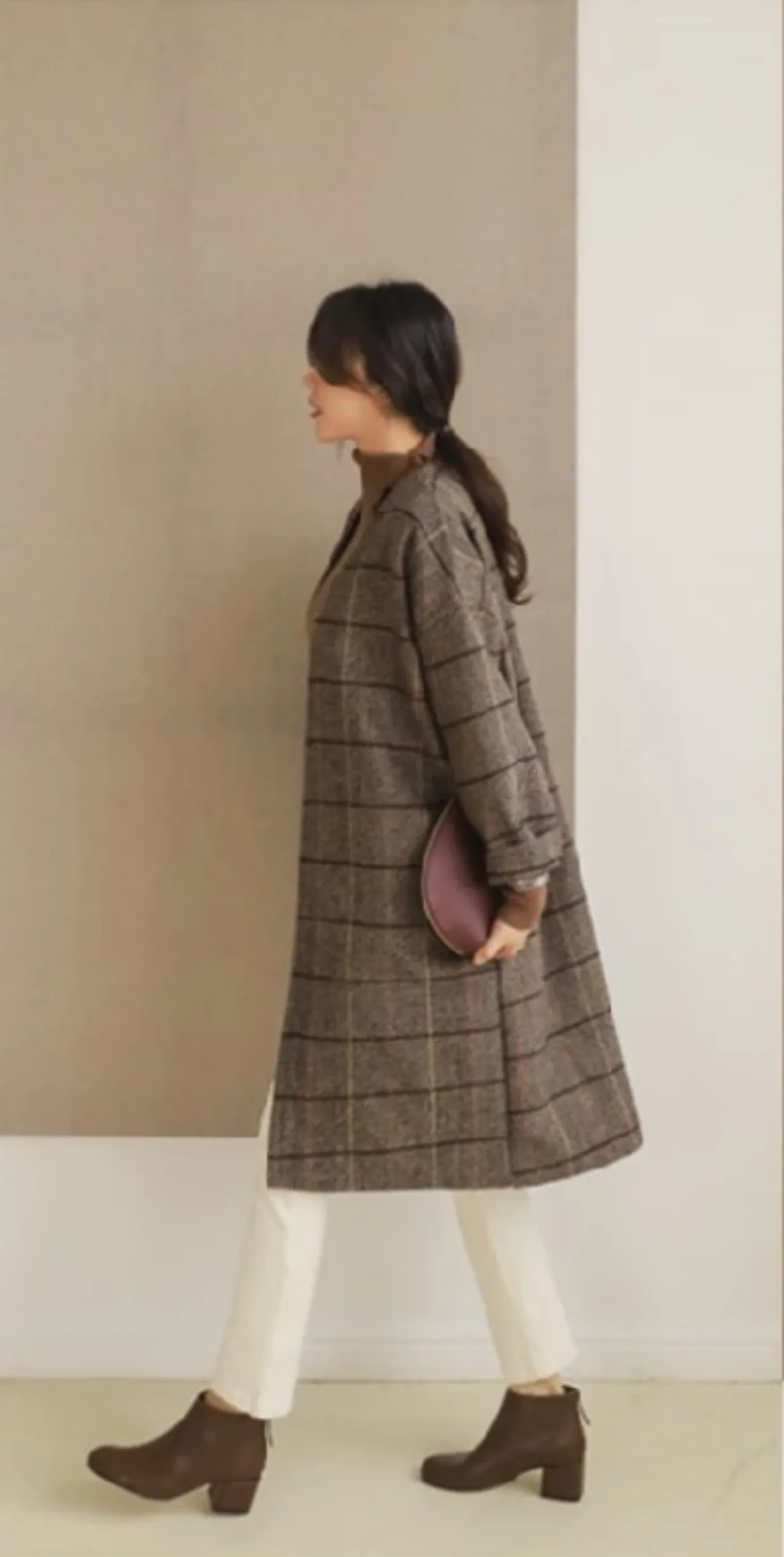 Women's Autumn/Winter Woolen Plaid Coat