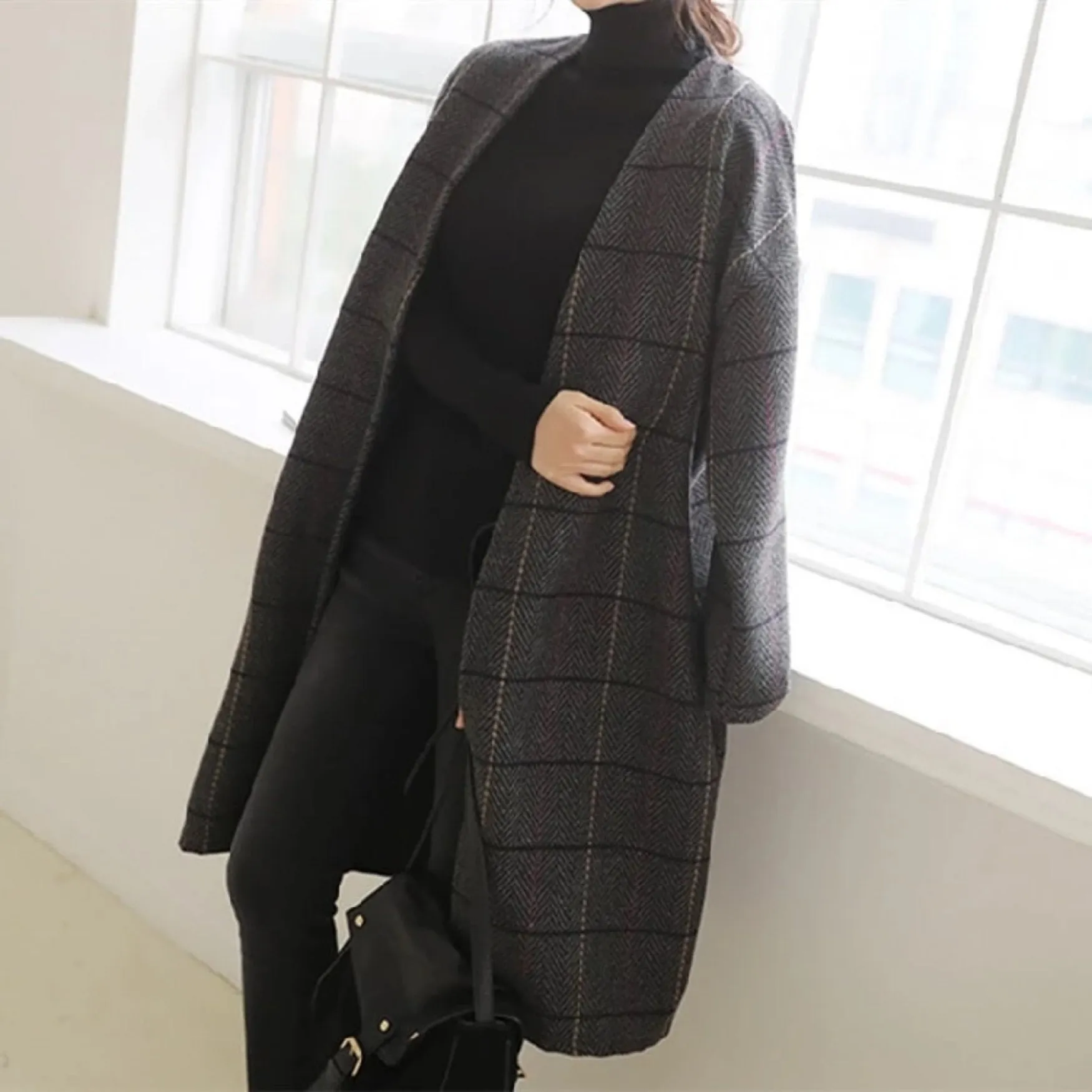 Women's Autumn/Winter Woolen Plaid Coat