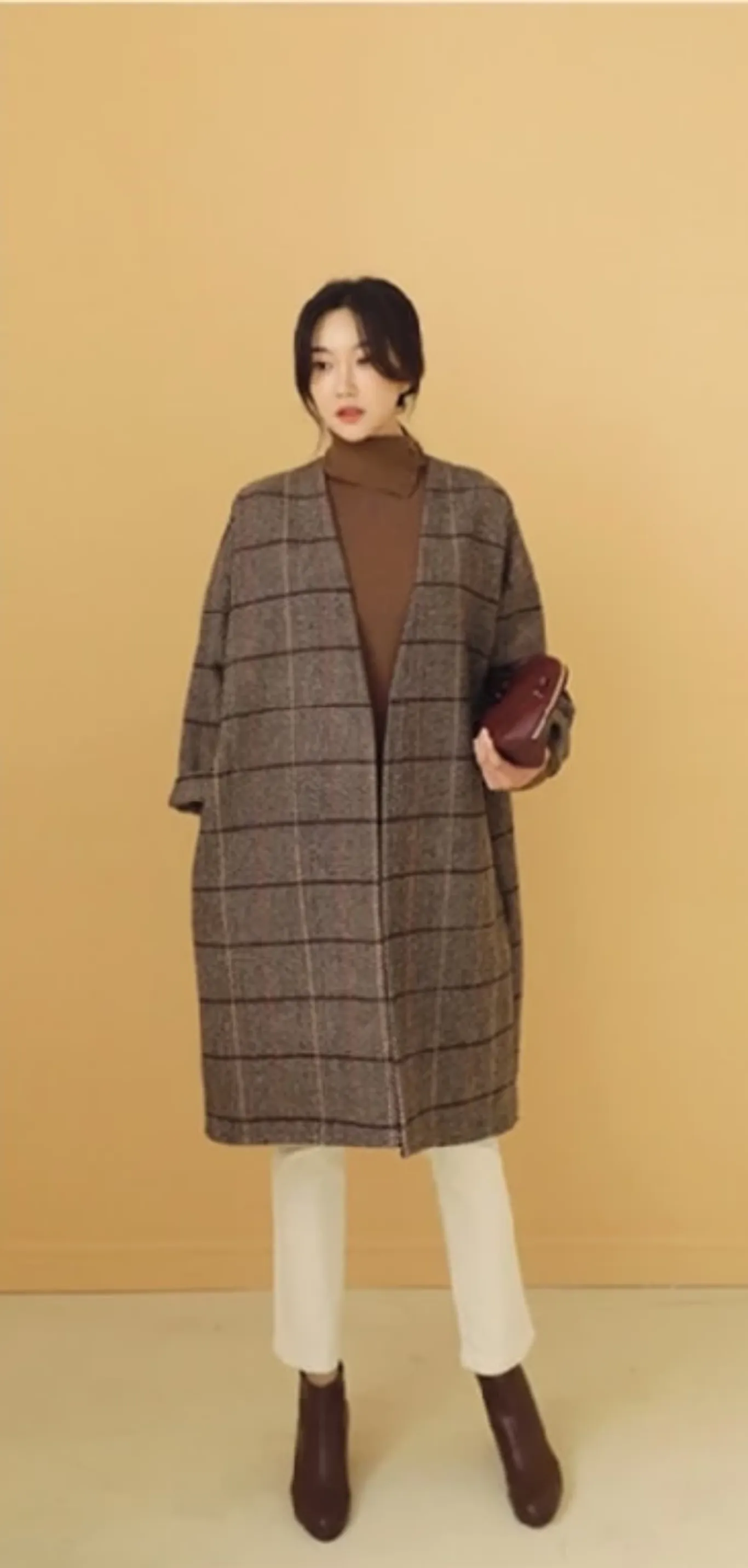 Women's Autumn/Winter Woolen Plaid Coat