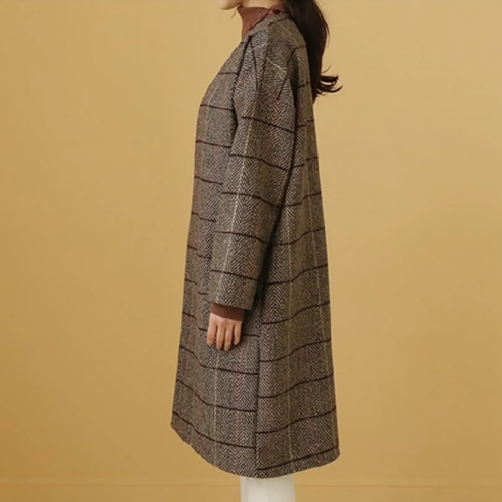 Women's Autumn/Winter Woolen Plaid Coat
