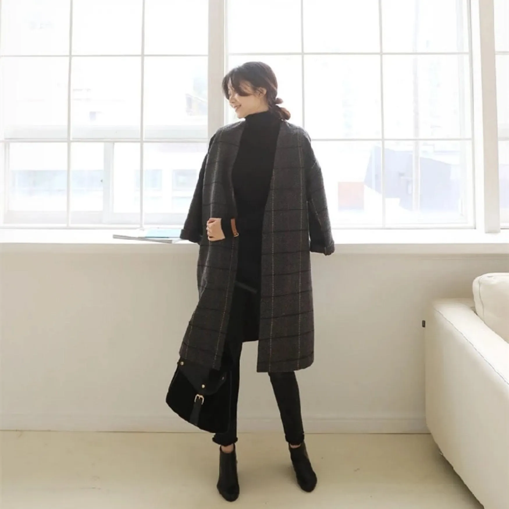 Women's Autumn/Winter Woolen Plaid Coat