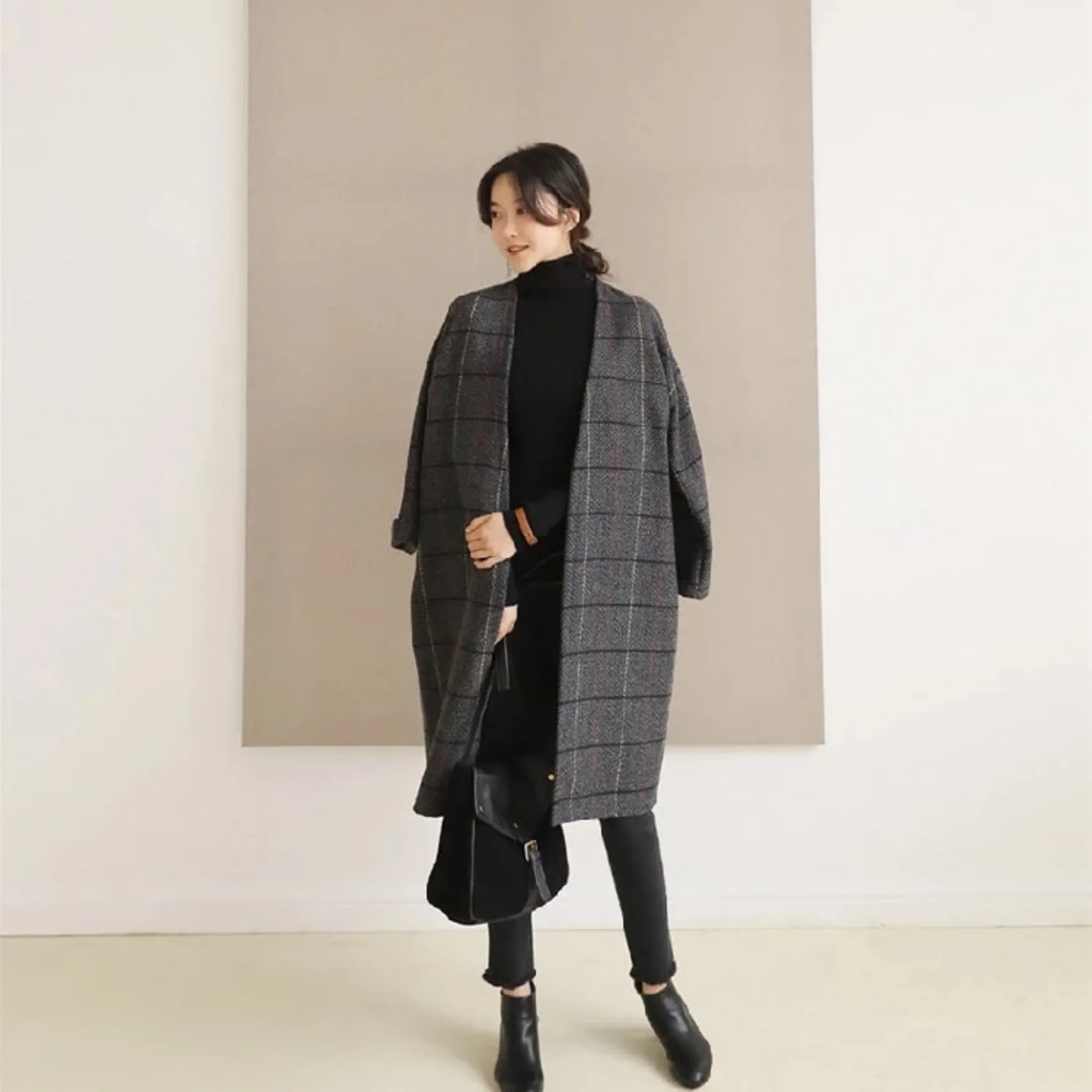 Women's Autumn/Winter Woolen Plaid Coat