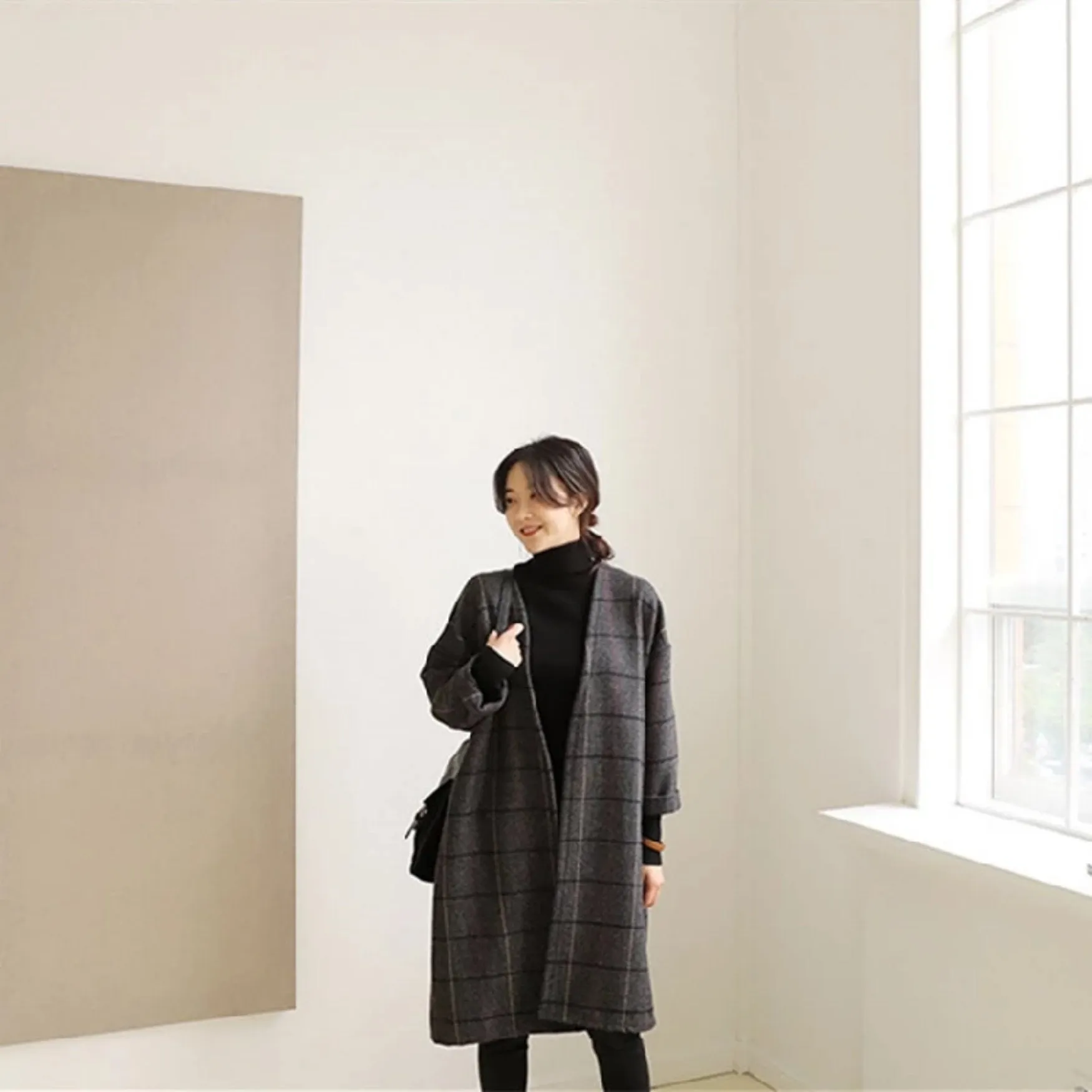 Women's Autumn/Winter Woolen Plaid Coat