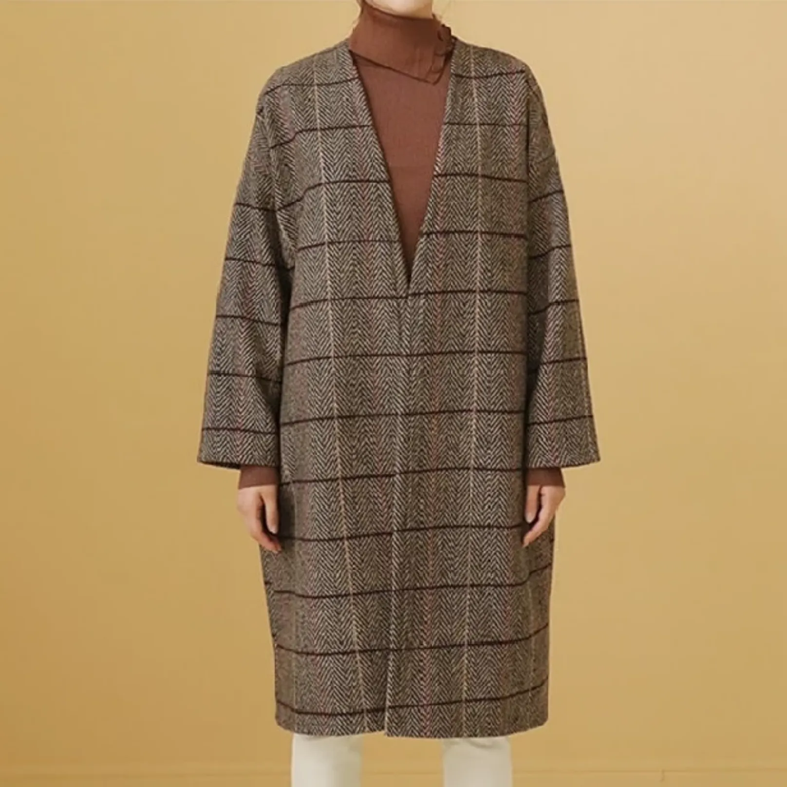 Women's Autumn/Winter Woolen Plaid Coat