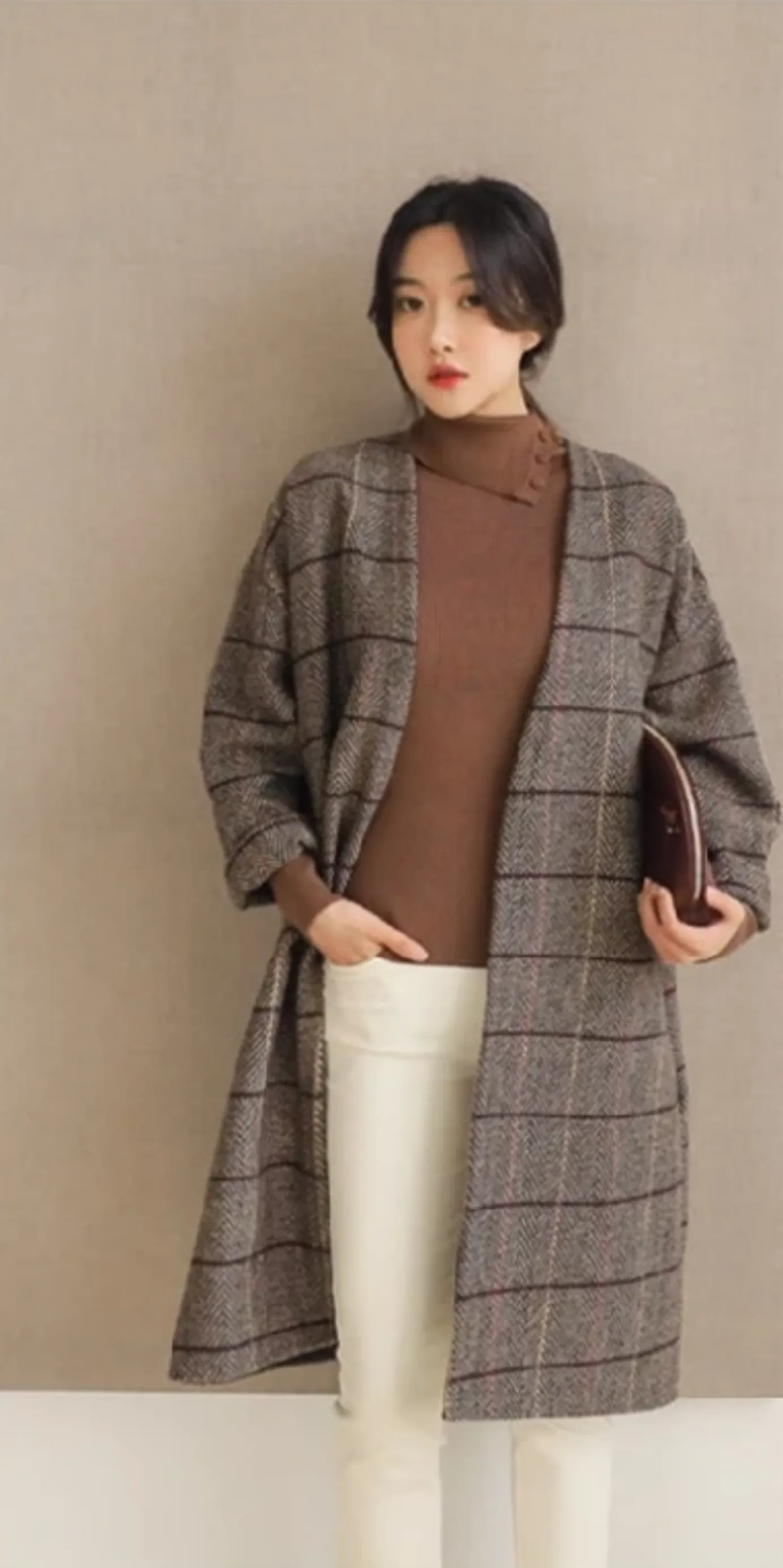 Women's Autumn/Winter Woolen Plaid Coat